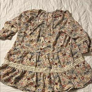 DR2 Multicolor Floral Dress with Lace Accents